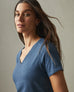 Women's Classic Cotton V-Neck Tee - Blue Storm Heather